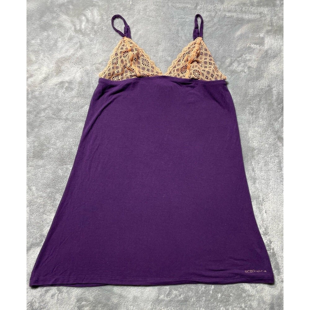 BCB Generation Cami Tank Top Dark Purple With Peach Lacey Bust Area XS